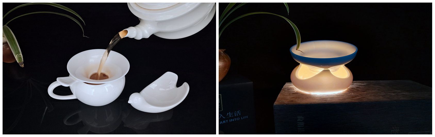 白瓷茶器：小鳥茶漏和三角茶漏，氣質(zhì)典雅脫俗，非常具有現(xiàn)代氣息